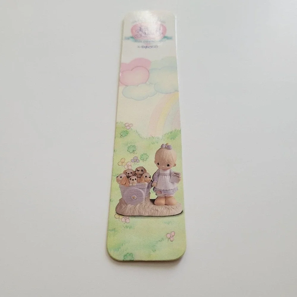 Vintage 90s Precious Moments Bookmark Girl Dogs Cottagecore, 1998 Enesco PCC477A